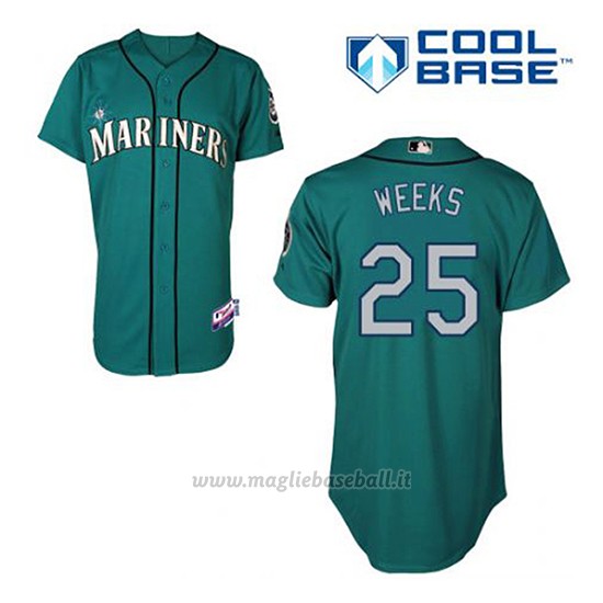 Maglia Baseball Uomo Seattle Mariners Rickie Weeks 25 Teal Verde Alterner Cool Base